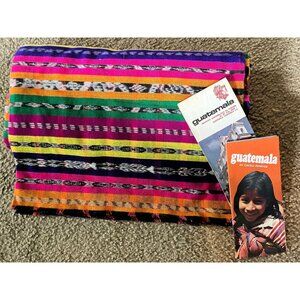 Vintage 1971 Bright Ethnic Guatemalan Fabric Handmade Ikat Fabric from Guatemala